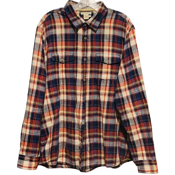 Men's Size Large CARBON2COBALT Plaid Shirt Lightweight 100% Cotton Chest Pockets - Picture 1 of 6